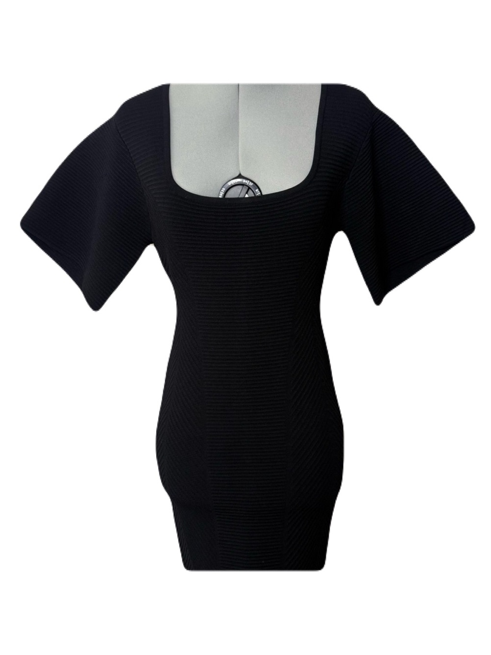 NWT Herve Leger Black Bandage Mini Dress S Square Neck Bodycon Wedding Guest